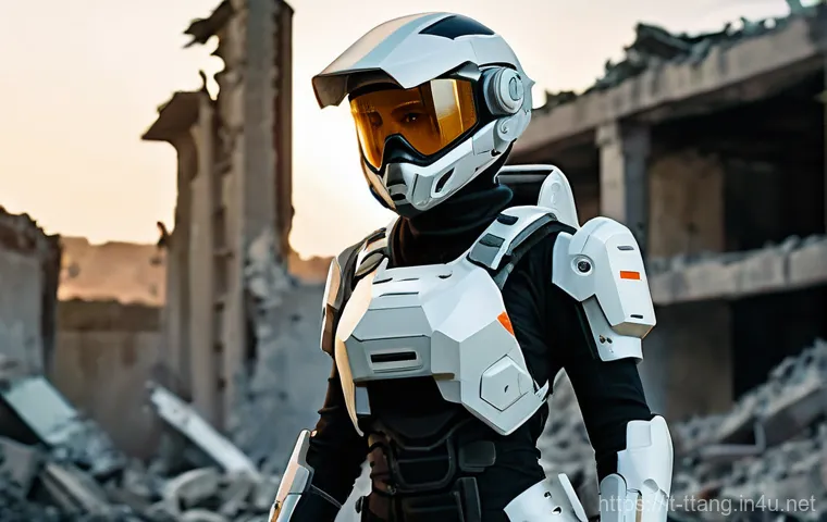 탕탕특공대 재화 관리 꿀팁 - A female survivor, equipped in a practical, futuristic combat suit with reinforced padding and a uti...