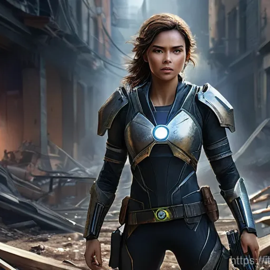 탕탕특공대 캐릭터 밸런스 분석 - **Prompt:** A determined female hero, resembling "King" from Survivor.io, stands firm amidst a relen...