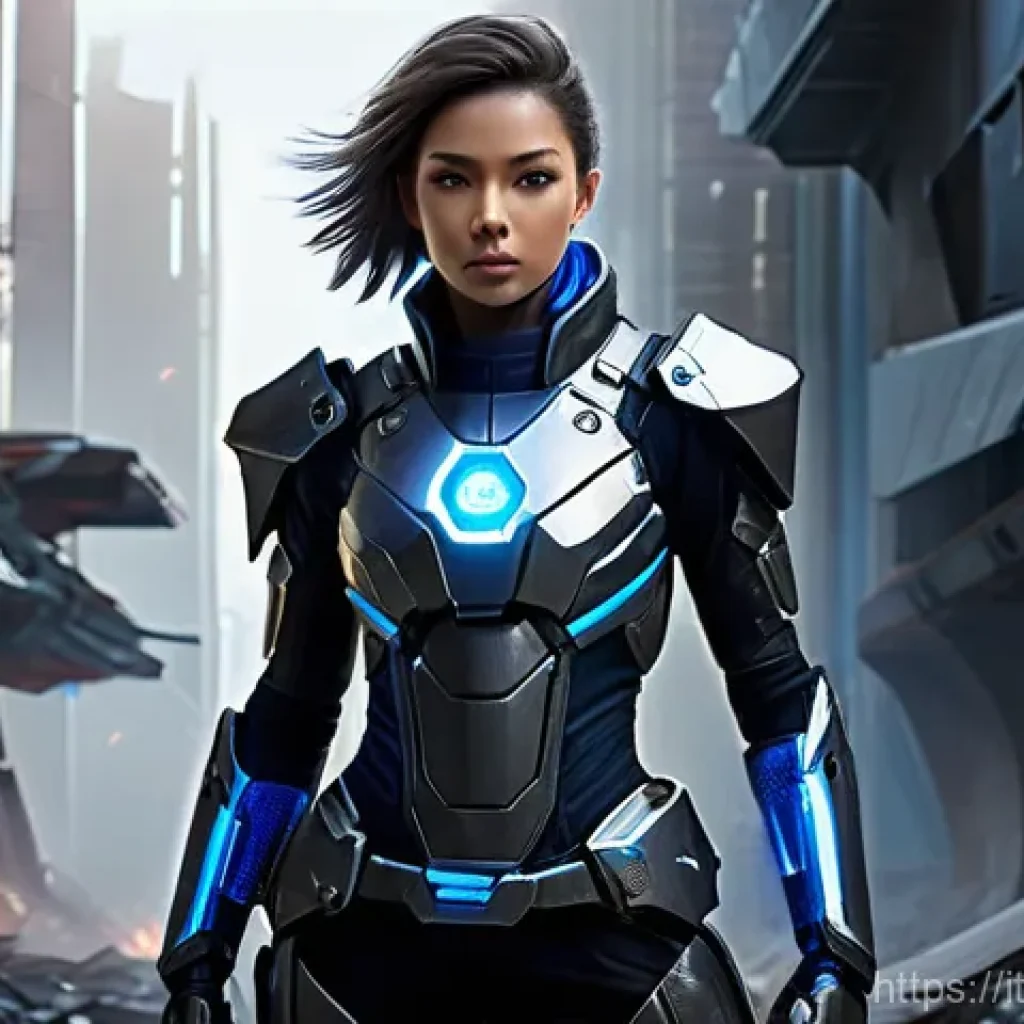 탕탕특공대 특수 스테이지 공략 - **Prompt: "A highly detailed, full-body shot of a determined female survivor in futuristic, S-tier c...