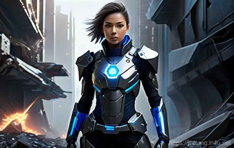 탕탕특공대 특수 스테이지 공략 - **Prompt: "A highly detailed, full-body shot of a determined female survivor in futuristic, S-tier c...