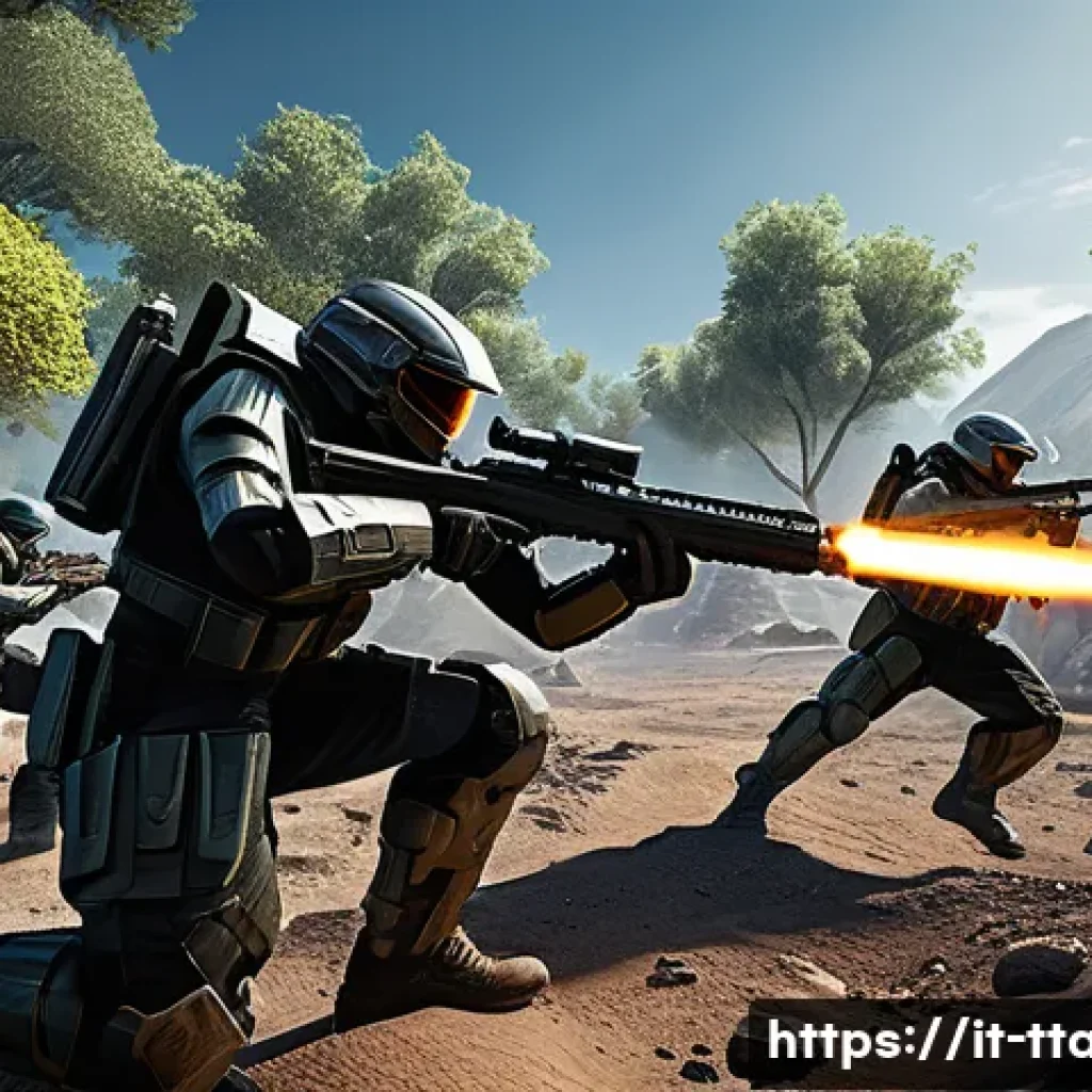 탕탕특공대 필드 보스 공략법 - A dynamic battlefield scene from a tactical action game, showing a diverse team of soldiers in detai...