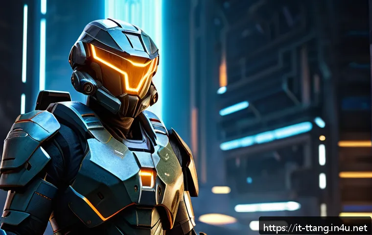 탕탕특공대 버프 아이템 분석 - A tactical video game character dressed in futuristic armored gear, showcasing a balanced combinatio...