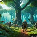 Home 21 탕탕특공대 자동 사냥 설정법 - A detailed fantasy game scene showing a mid-level character auto-farming in a lush, vibrant forest a...