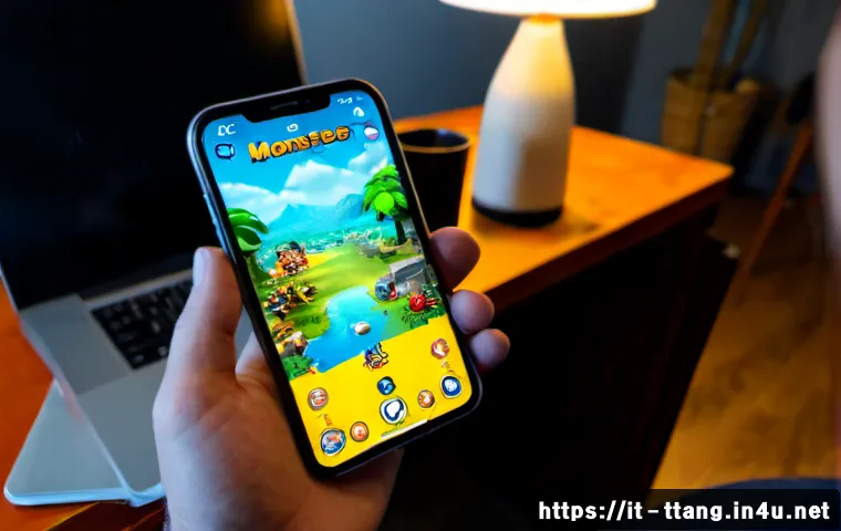 Home 17 탕탕특공대 시즌 업데이트 리뷰 - Photorealistic Italian gaming reviewer at a tidy home desk in Milan, hands holding a smartphone disp...